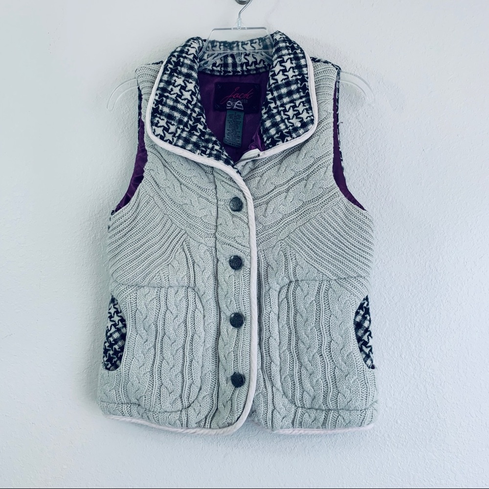 Jack BB Dakota Vest Cable Houndstooth Gray B